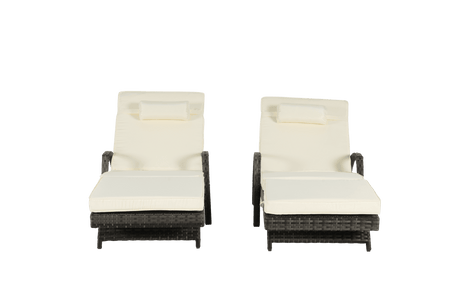 Set Of 2 Outdoor Adjustable Wicker Reclining Lounge Chairs - Serenova - Sleep Galleria