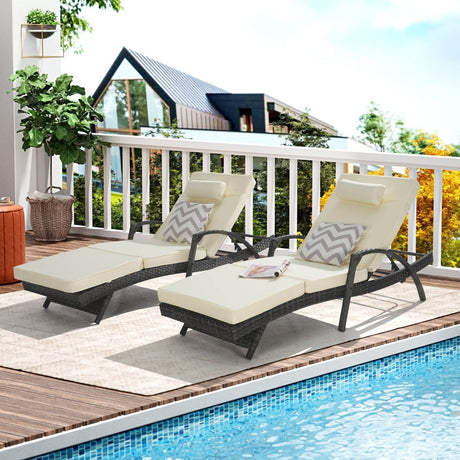 Set Of 2 Outdoor Adjustable Wicker Reclining Lounge Chairs - Serenova - Sleep Galleria