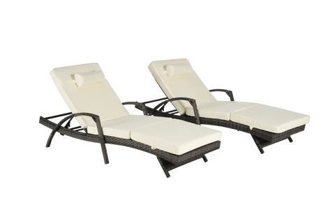 Set Of 2 Outdoor Adjustable Wicker Reclining Lounge Chairs - Serenova - Sleep Galleria