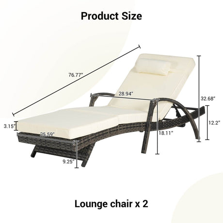 Set Of 2 Outdoor Adjustable Wicker Reclining Lounge Chairs - Serenova - Sleep Galleria