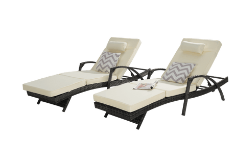 Set Of 2 Outdoor Adjustable Wicker Reclining Lounge Chairs - Serenova - Sleep Galleria