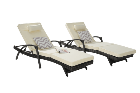Set Of 2 Outdoor Adjustable Wicker Reclining Lounge Chairs - Serenova - Sleep Galleria