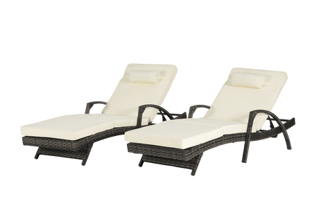 Set Of 2 Outdoor Adjustable Wicker Reclining Lounge Chairs - Serenova - Sleep Galleria