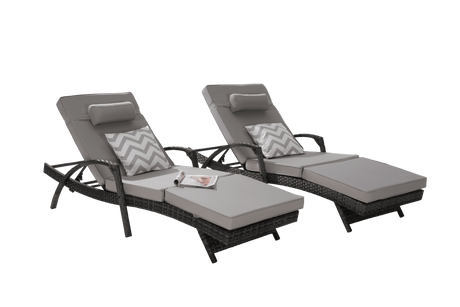 Set of 2 Outdoor Weather Resistant Wicker Reclining Chairs - Serenova - Sleep Galleria