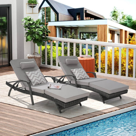 Set of 2 Outdoor Weather Resistant Wicker Reclining Chairs - Serenova - Sleep Galleria