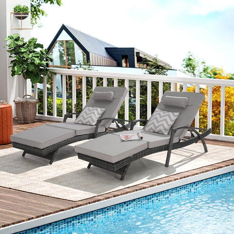 Set of 2 Outdoor Weather Resistant Wicker Reclining Chairs - Serenova - Sleep Galleria