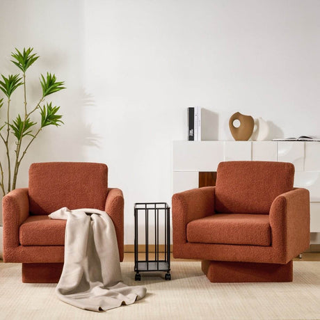 Set of 2 Teddy Sherpa Boucle Swivel Accent Chairs - Sleep Galleria