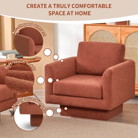 Set of 2 Teddy Sherpa Boucle Swivel Accent Chairs - Sleep Galleria