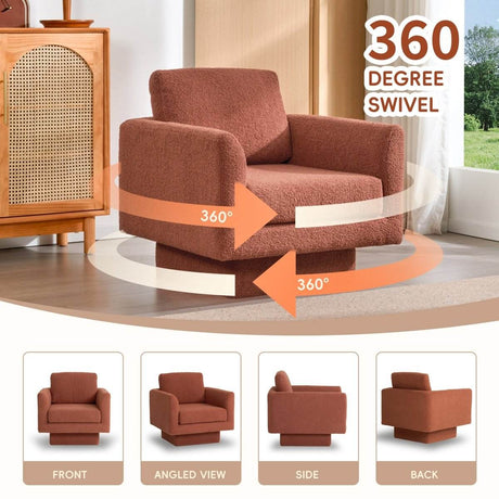 Set of 2 Teddy Sherpa Boucle Swivel Accent Chairs - Sleep Galleria