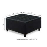 Square Storage Ottoman With Tufted Faux Leather Seat - Sleep Galleria