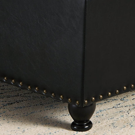 Square Storage Ottoman With Tufted Faux Leather Seat - Serenova - Sleep Galleria