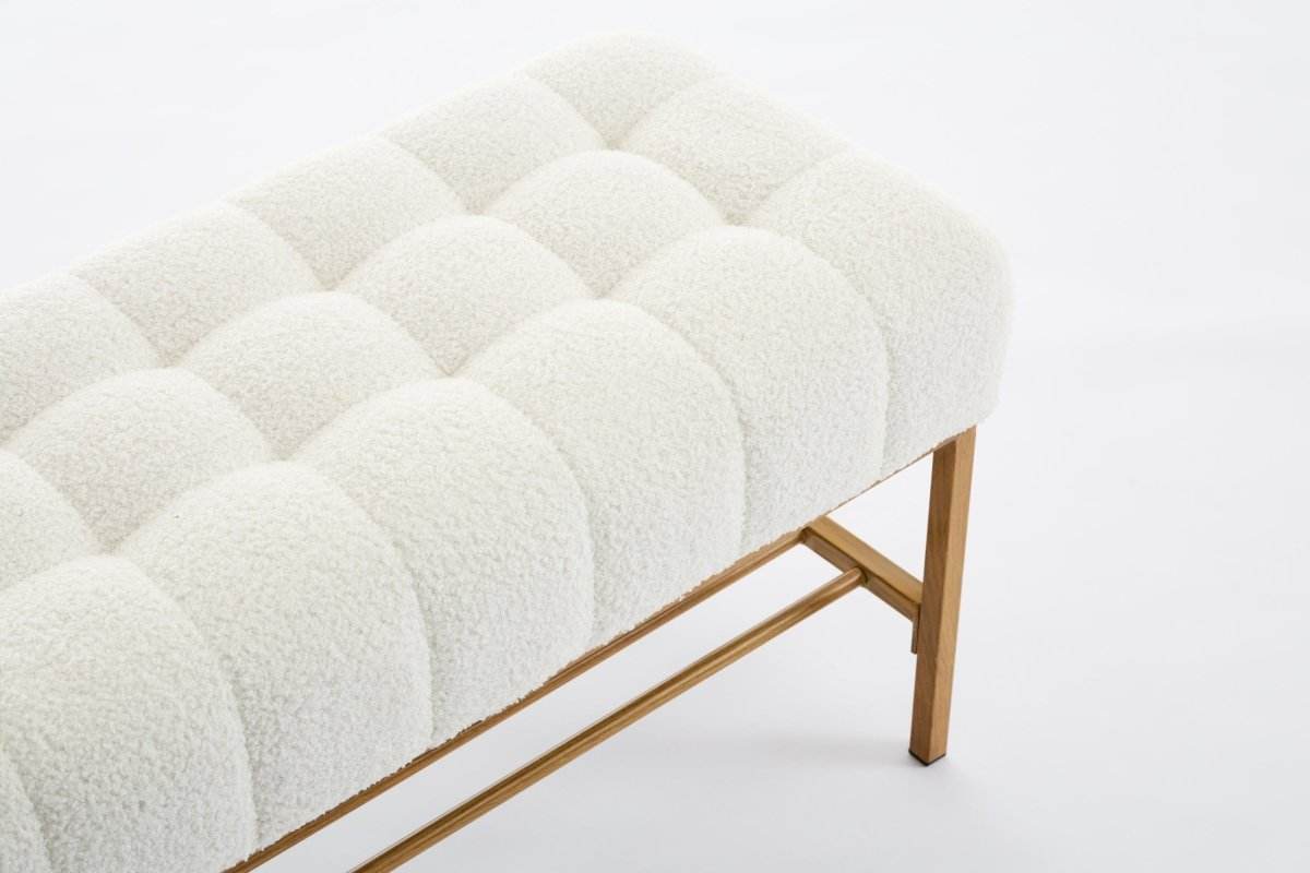 Teddy Fabric Upholstered Storage Bench With Metal Legs - Sleep Galleria