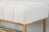 Teddy Fabric Upholstered Storage Bench With Metal Legs - Sleep Galleria