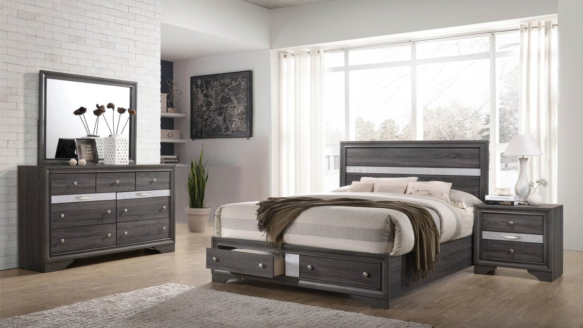 Traditional 4-Piece Wood Storage Bedroom Furniture Set - Sleep Galleria