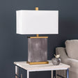 Transitional Black Iron Table Lamp With Linen Shade - Sleep Galleria