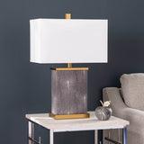 Transitional Black Iron Table Lamp With Linen Shade - Sleep Galleria