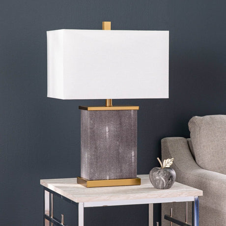 Transitional Black Iron Table Lamp With Linen Shade - Serenova - Sleep Galleria