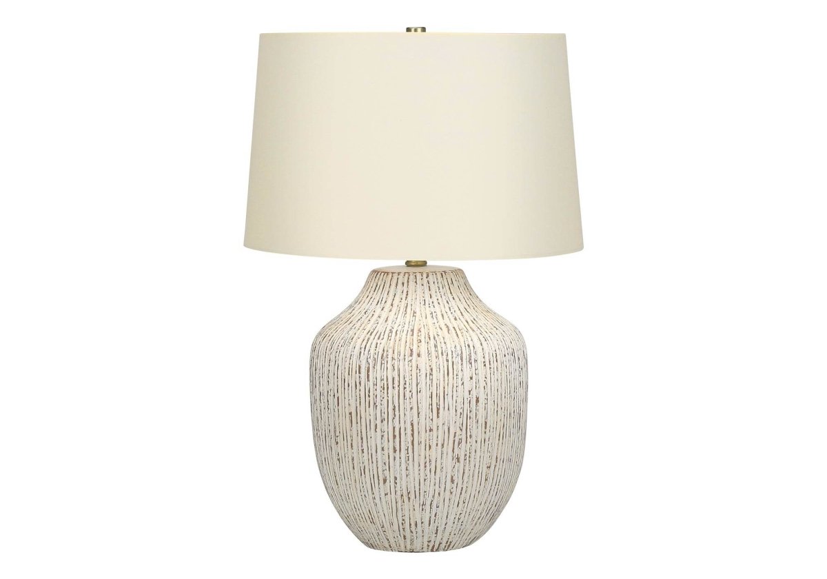 Transitional Cream Ceramic Table Lamp With Ivory Shade - Serenova - Sleep Galleria