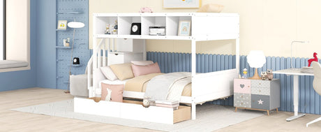 Twin Over Full Solid Wood Bunk Bed With Storage Staircase - Serenova - Sleep Galleria