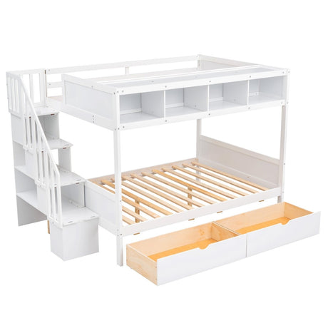 Twin Over Full Solid Wood Bunk Bed With Storage Staircase - Serenova - Sleep Galleria