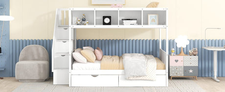 Twin Over Full Solid Wood Bunk Bed With Storage Staircase - Serenova - Sleep Galleria