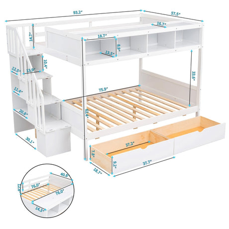 Twin Over Full Solid Wood Bunk Bed With Storage Staircase - Serenova - Sleep Galleria