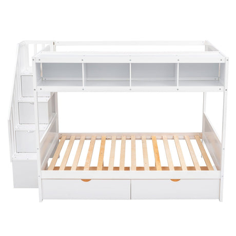 Twin Over Full Solid Wood Bunk Bed With Storage Staircase - Serenova - Sleep Galleria