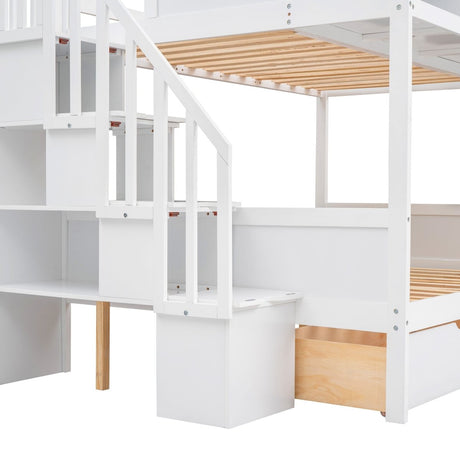Twin Over Full Solid Wood Bunk Bed With Storage Staircase - Serenova - Sleep Galleria