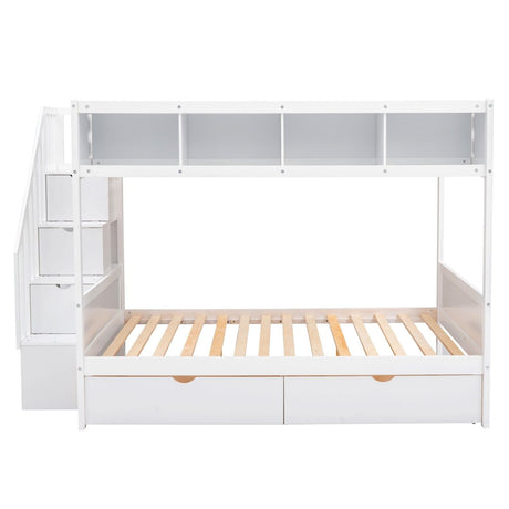 Twin Over Full Solid Wood Bunk Bed With Storage Staircase - Serenova - Sleep Galleria