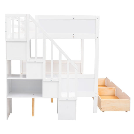 Twin Over Full Solid Wood Bunk Bed With Storage Staircase - Serenova - Sleep Galleria