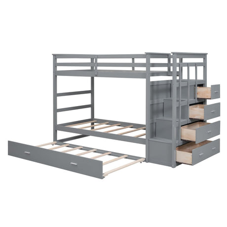 Twin - Over - Twin Solid Wood Bunk Bed With Trundle - Serenova - Sleep Galleria