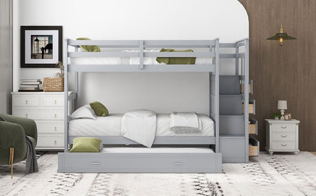 Twin - Over - Twin Solid Wood Bunk Bed With Trundle - Serenova - Sleep Galleria