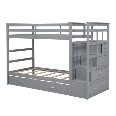 Twin - Over - Twin Solid Wood Bunk Bed With Trundle - Serenova - Sleep Galleria