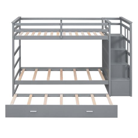 Twin - Over - Twin Solid Wood Bunk Bed With Trundle - Serenova - Sleep Galleria