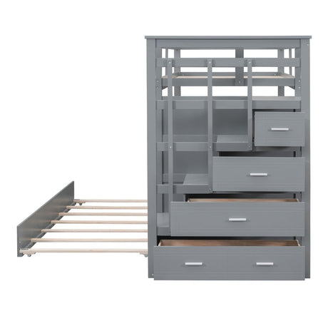 Twin - Over - Twin Solid Wood Bunk Bed With Trundle - Serenova - Sleep Galleria