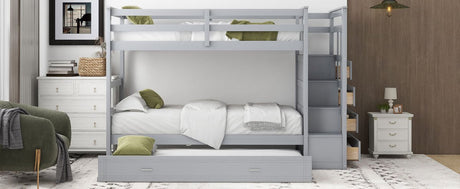 Twin - Over - Twin Solid Wood Bunk Bed With Trundle - Serenova - Sleep Galleria