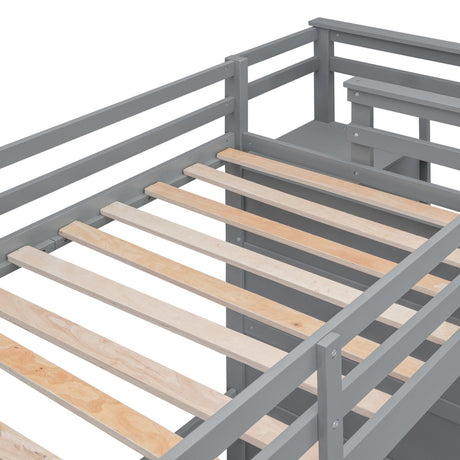 Twin - Over - Twin Solid Wood Bunk Bed With Trundle - Serenova - Sleep Galleria