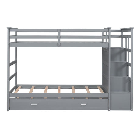 Twin - Over - Twin Solid Wood Bunk Bed With Trundle - Serenova - Sleep Galleria