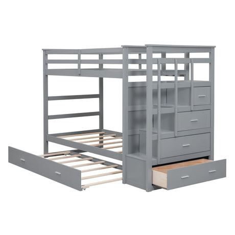 Twin - Over - Twin Solid Wood Bunk Bed With Trundle - Serenova - Sleep Galleria