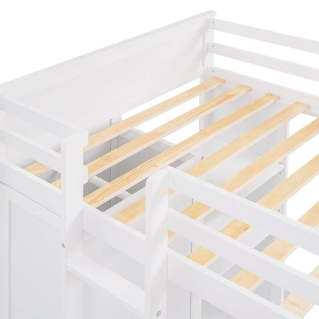 Twin Solid Wood Loft Bed With Desk Wardrobe - Sleep Galleria