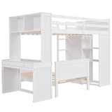Twin Solid Wood Loft Bed With Desk Wardrobe - Sleep Galleria