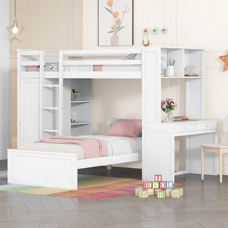 Twin Solid Wood Loft Bed With Desk Wardrobe - Sleep Galleria