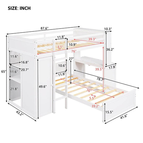Twin Solid Wood Loft Bed With Desk Wardrobe - Sleep Galleria