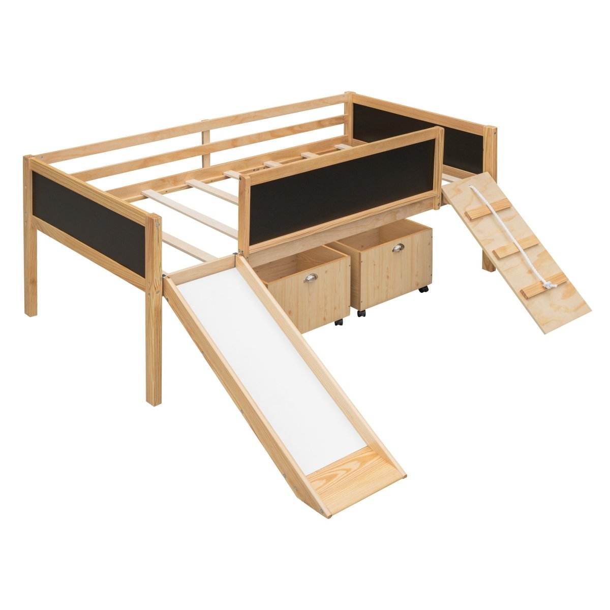 Twin Solid Wood Loft Bed With Storage Boxes - Sleep Galleria