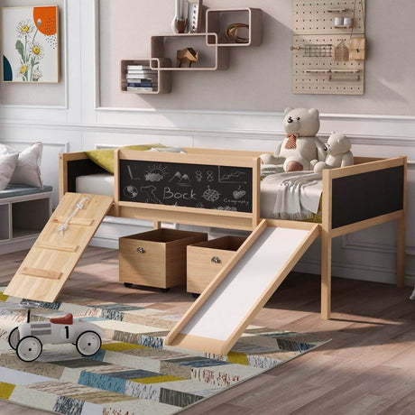 Twin Solid Wood Loft Bed With Storage Boxes - Sleep Galleria