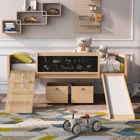 Twin Solid Wood Loft Bed With Storage Boxes - Sleep Galleria