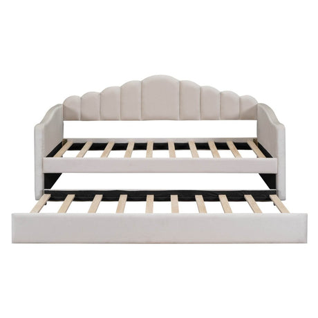 Twin Velvet Upholstered Daybed With Trundle And USB Ports - Serenova - Sleep Galleria