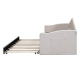 Twin Velvet Upholstered Daybed With Trundle And USB Ports - Serenova - Sleep Galleria