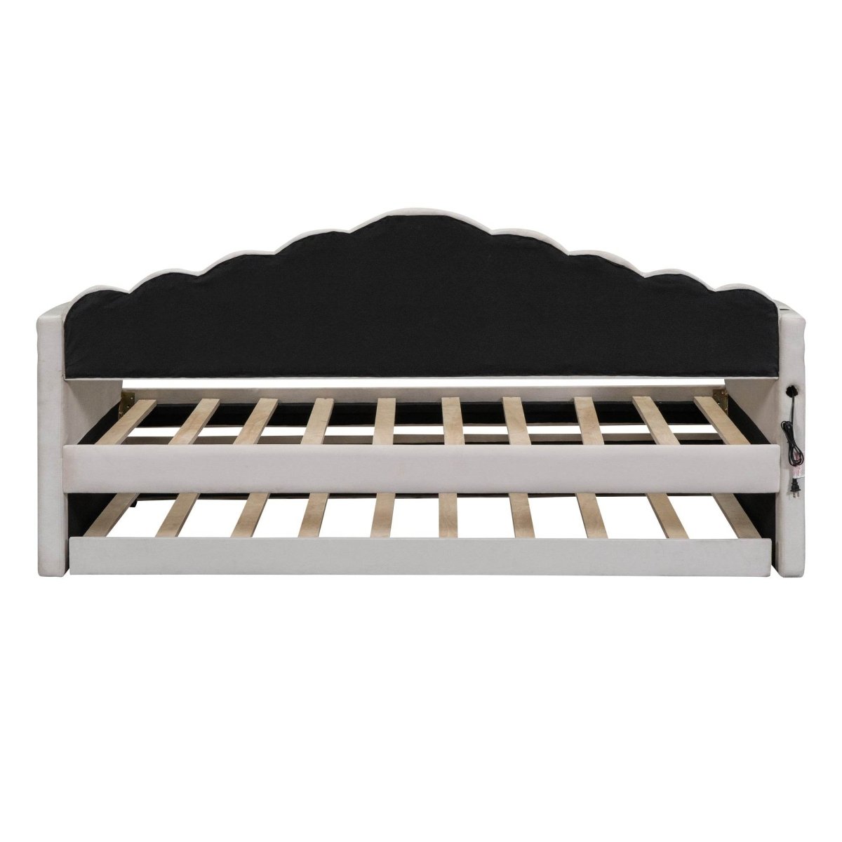Twin Velvet Upholstered Daybed With Trundle And USB Ports - Serenova - Sleep Galleria