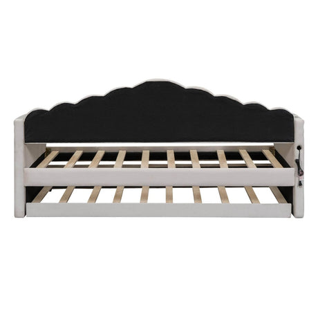 Twin Velvet Upholstered Daybed With Trundle And USB Ports - Serenova - Sleep Galleria